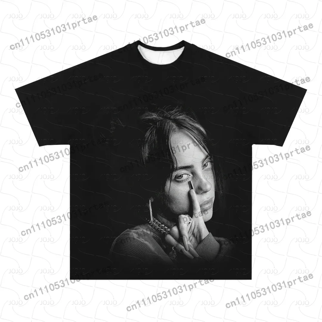 Billie Eilish Retro Pattern T- - Street Fashion Men 2025 评论和价格
