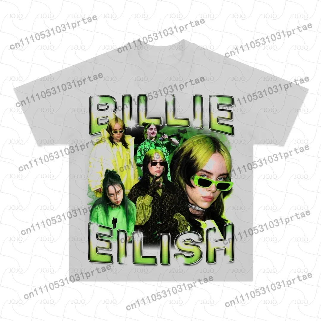 Billie Eilish Retro Pattern T- - Street Fashion Men 2025 评论和价格