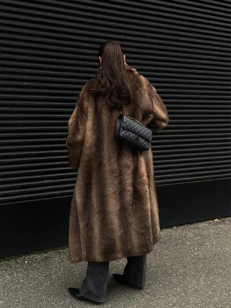 Solid  Women Faux Fur Long Coa - Street Fashion Men 2025 评论和价格