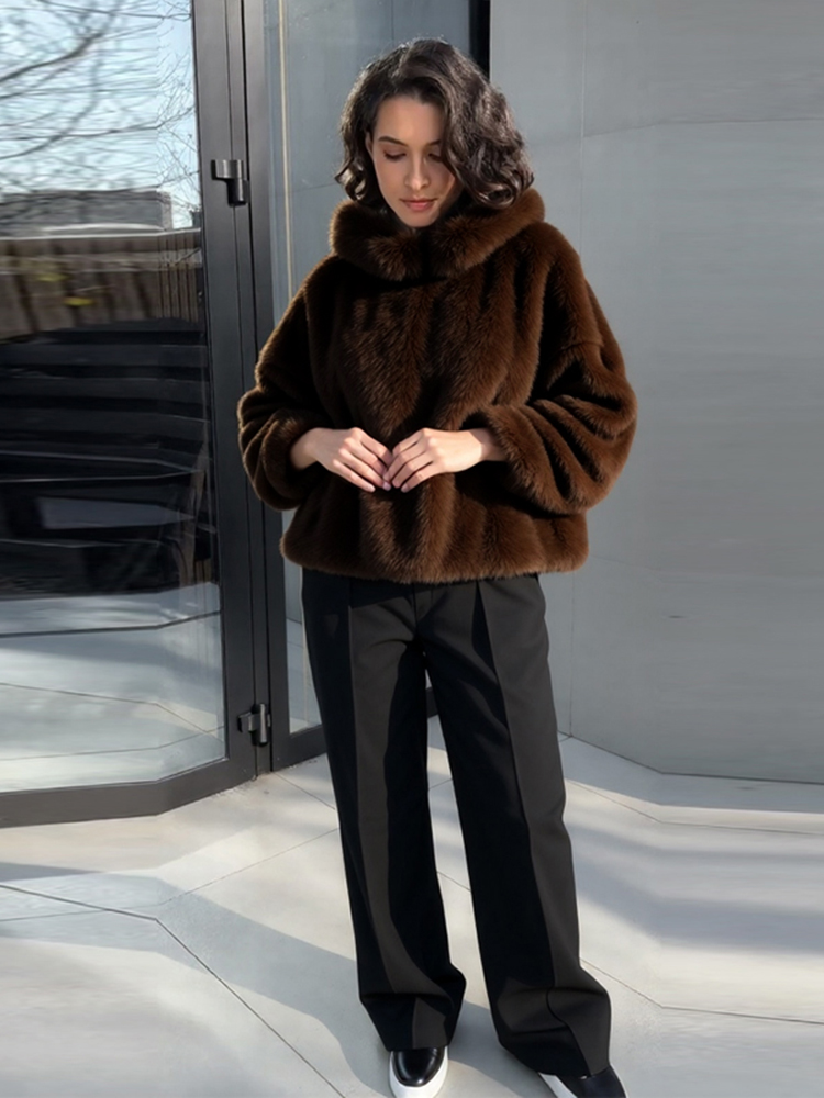 Fashion Women's Brown Hooded F - Street Fashion Men 2025 评论和价格
